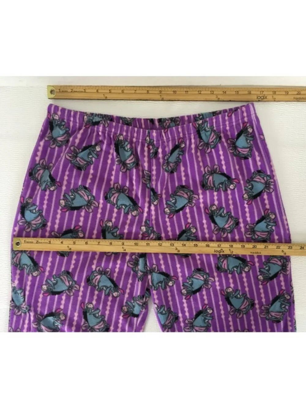 Disney Pajama Bottoms Size XL 2 Shades of Purple Stripe with Blue Eeyore - Picture 10 of 14